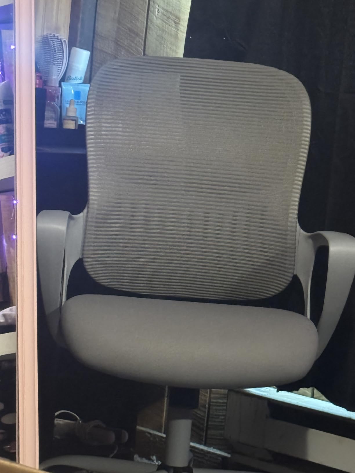 Sweetcrispy Home Office Managerial Executive Chair with Ergonomic Design | Mid-Back Mesh 360° Swivel, Comfortable Lumbar Support, Comfy Arms for Bedroom, Study, Student, Black customer photo 1
