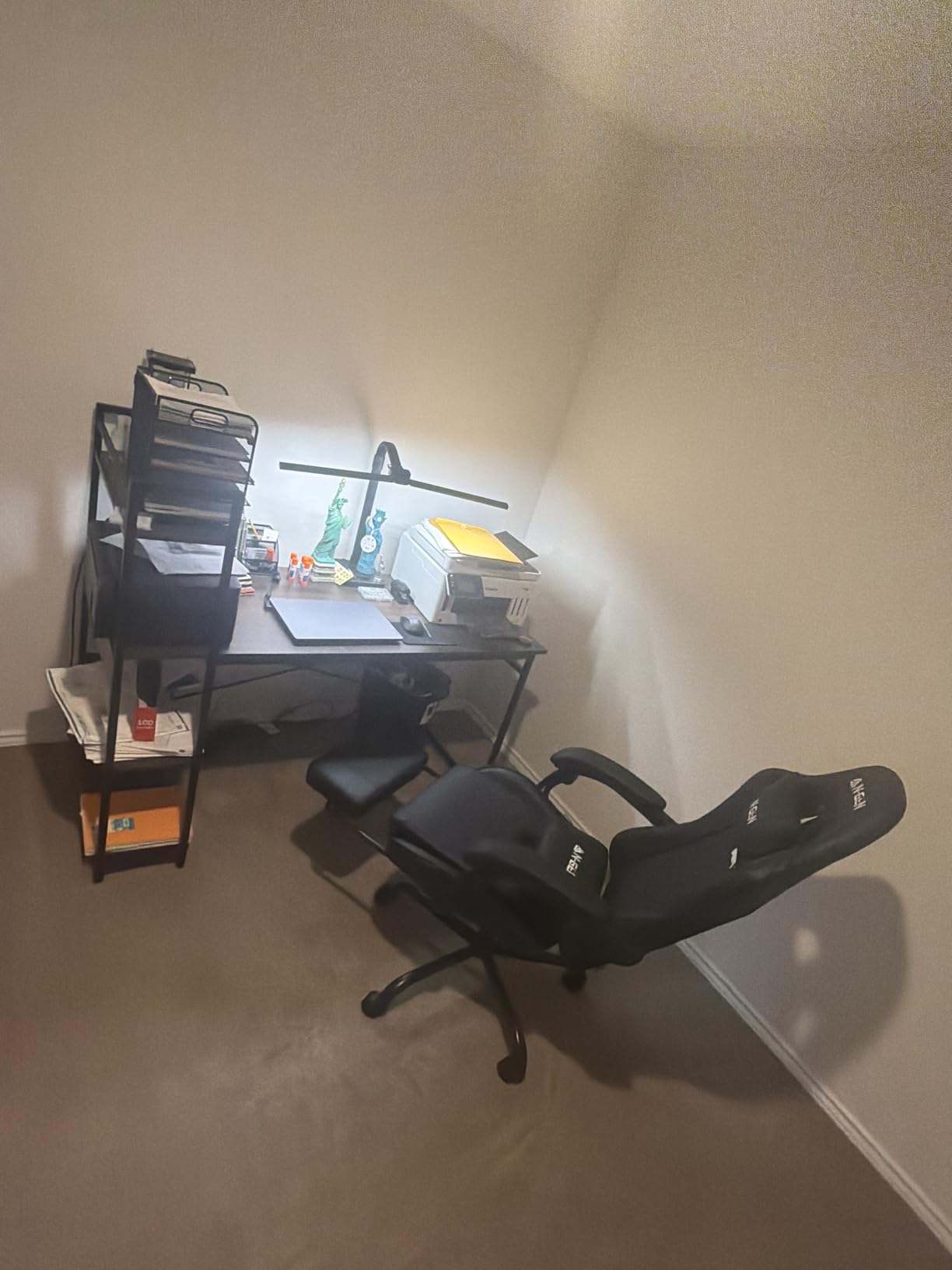 N-GEN GAMING Gaming Chair with Footrest, Lumbar, High-Back, All Black | Reclining Backrest, Linkage Armrests, Durable PU Leather, Adjustable Comfort for Extended Computer, Desk, or Home Office Use customer photo 1