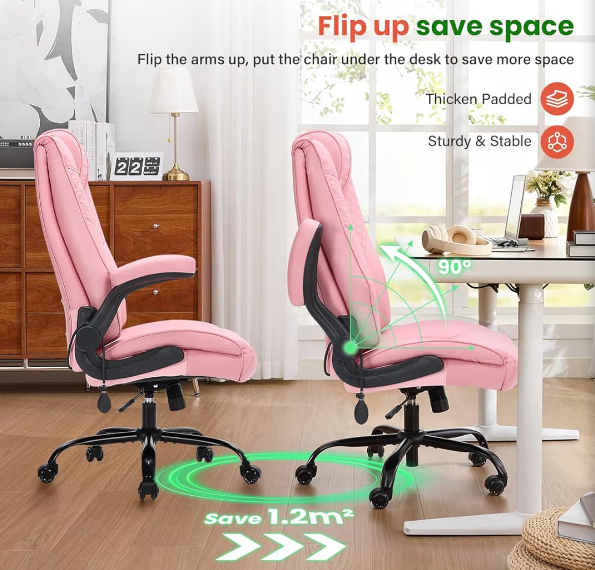 CIOMAN 500lbs Big and Tall Office Chair with Inflatable Lumbar Support, Rubber Wheels Executive Chair with Rocking Function, High Back Wide Cushion Ergonomic Desk Chair for All-Day Sitting, Black customer photo 1
