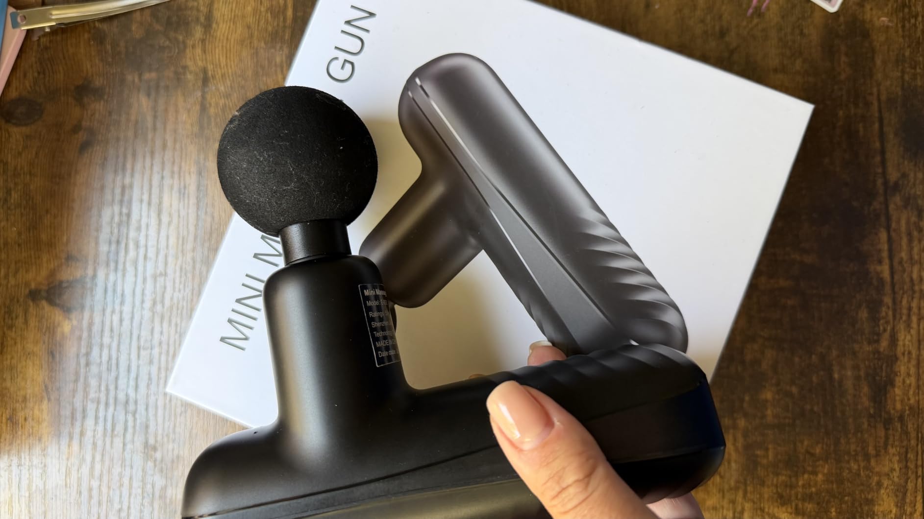 Mini Massage Gun, Powerful Yet Small Quiet Percussion Muscle Massager | Best Balance of Power and Size, Handheld but not Palm-size with Brushless Motor, 4 Interchangeable Heads, Type-C Rechargeable customer photo 2