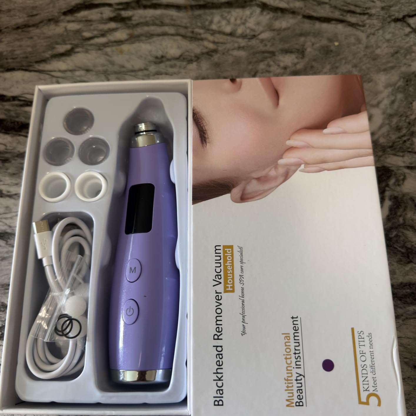 Pore Vacuum Blackhead Remover - Pore Extractor with 5 Attachments & 3 Suction Levels - Blackhead Remover Tools for Women and Men (Purple) customer photo 1