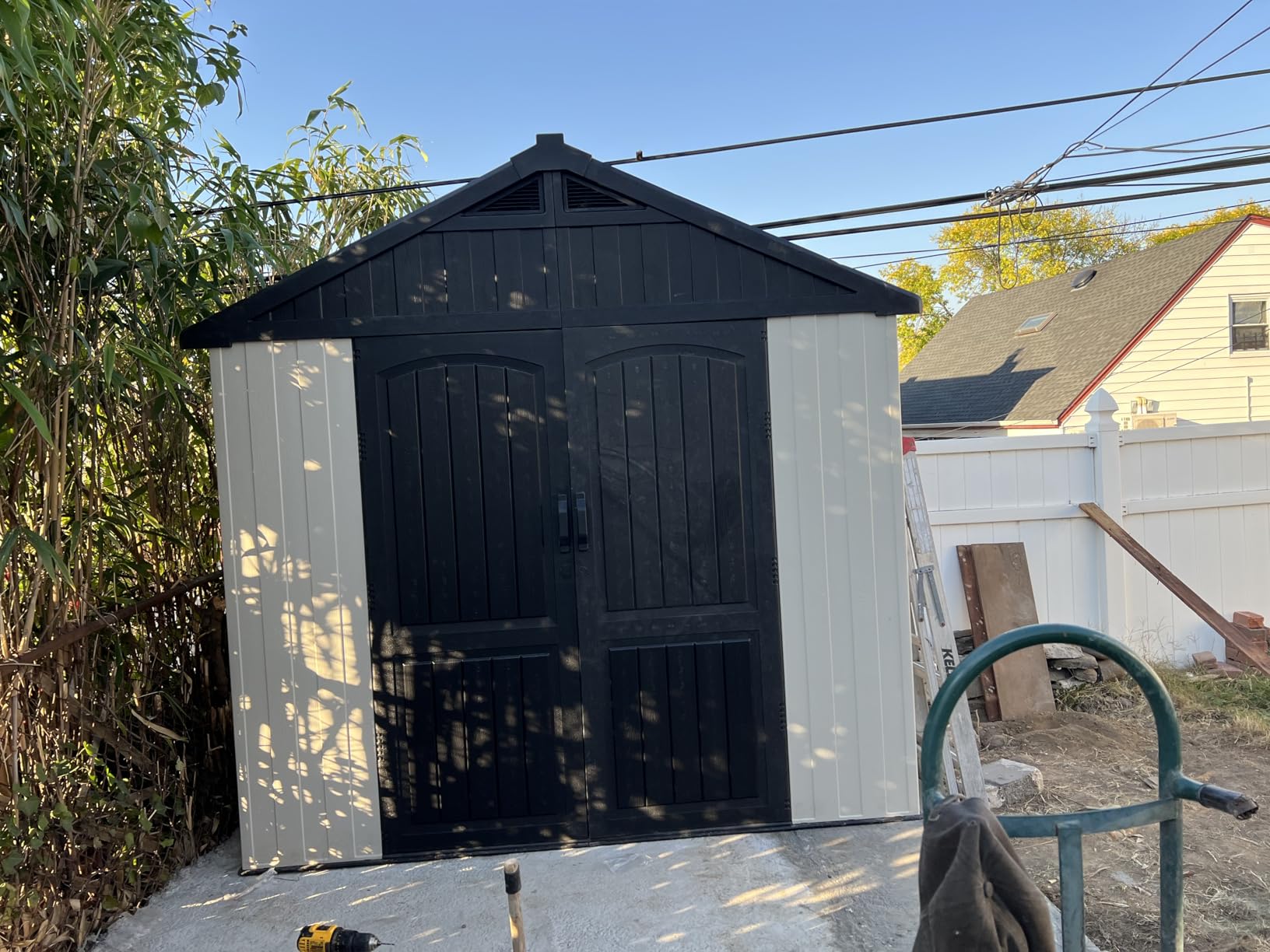 Greesum 8x6FT Plastic Outdoor Storage Shed with Floor, Resin Sheds with Window and Lockable Door, Easy Assembly, HDPE Kick-it Shed for Garden, Lawn, Backyard, Beige customer photo 2