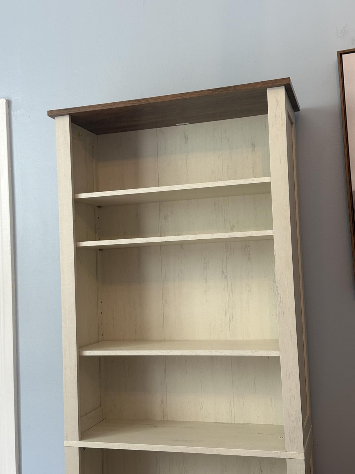 VASAGLE Liry Collection Farmhouse Bookcase, 8-Cube Storage Organizer with Legs, Adjustable Shelves, Cloud White and Warm Brown customer photo 2