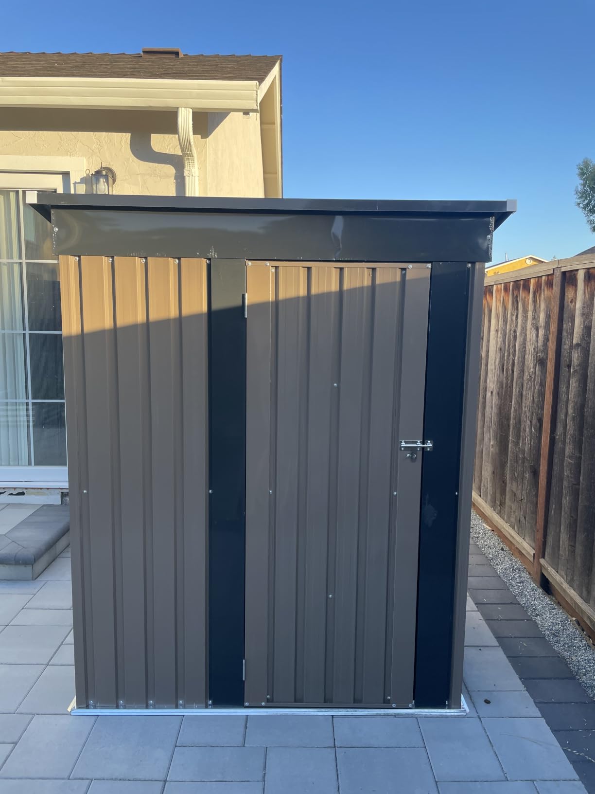 Patiowell 8x10 FT Outdoor Storage Shed, Large Metal Garden Sheds | Waterproof Steel Tool Shed with Sloping Roof and Lockable Door for Backyard Patio Lawn, Brown customer photo 1