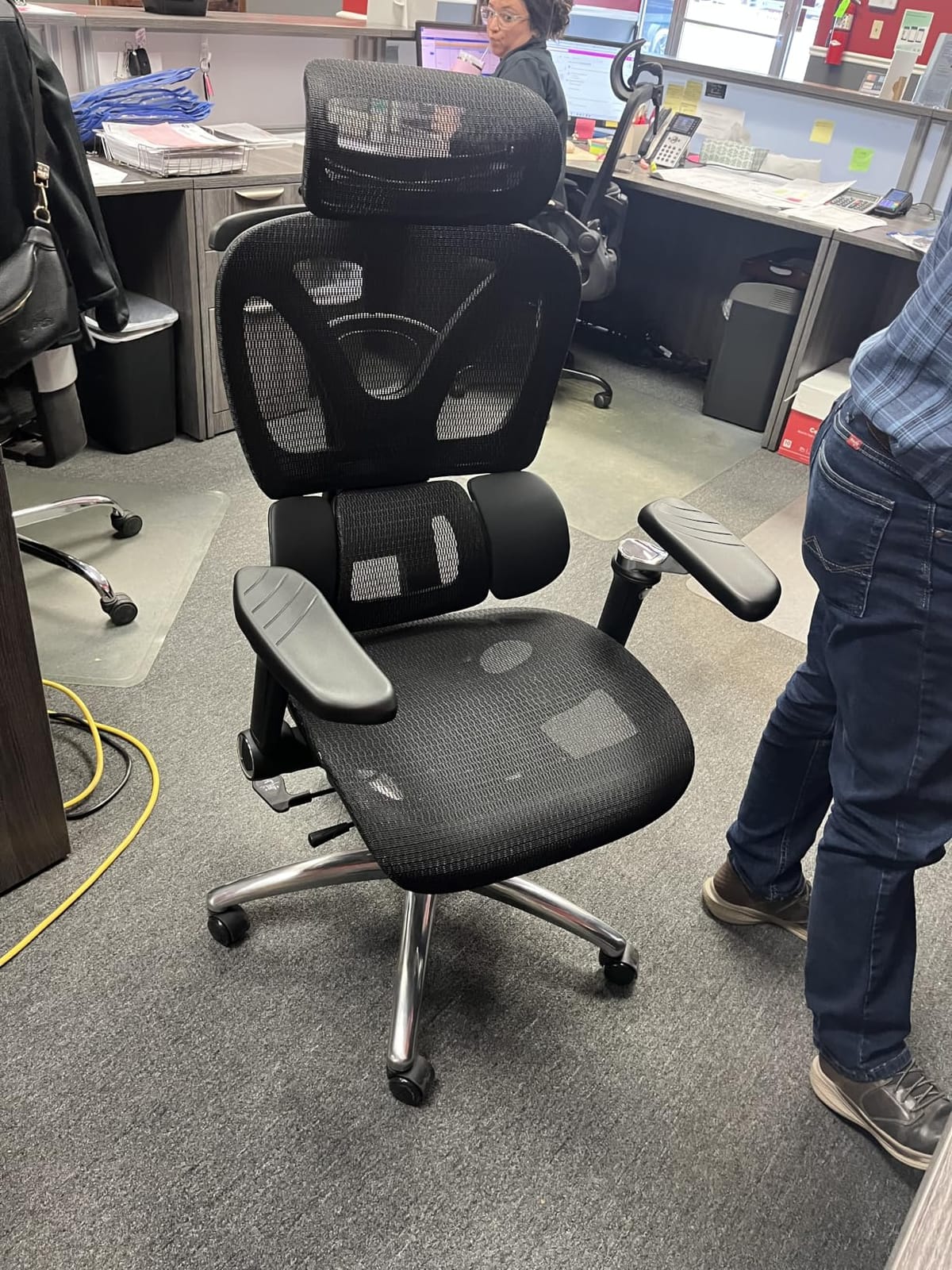 MALOL Ergonomic Office Chair, 400lbs High Back Mesh Desk Chair with 6D Armrests, 3D Headrest, Adjustable Lumbar Support, Seat Depth Adjustment, Tilt Lock, Metal Base & PU Wheels, Black customer photo 2