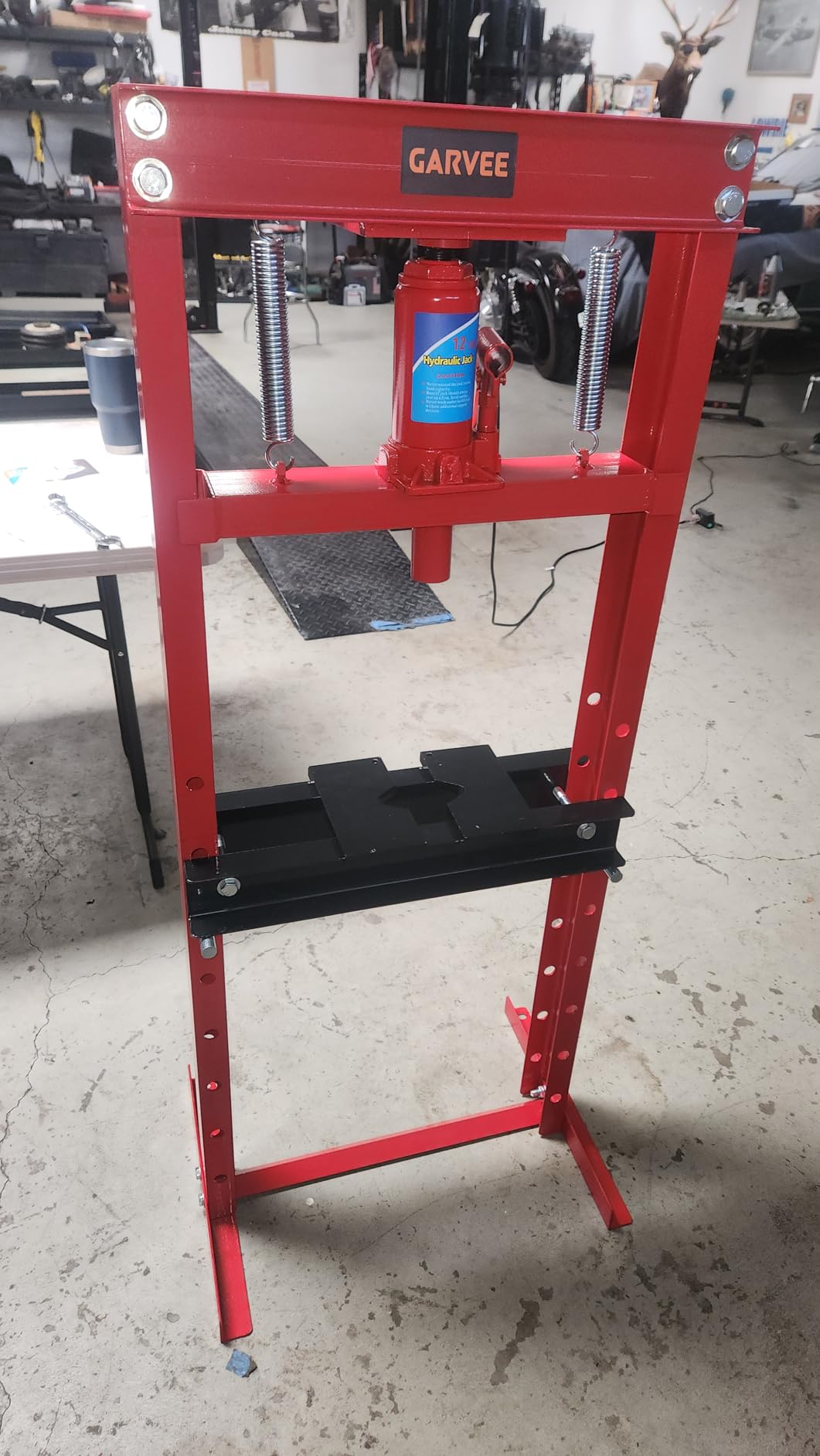 Garvee 20Ton Hydraulic Shop Press H-Frame Floor Shop Press, Red with 2 Plates, Adjustable Working Table Height customer photo 1