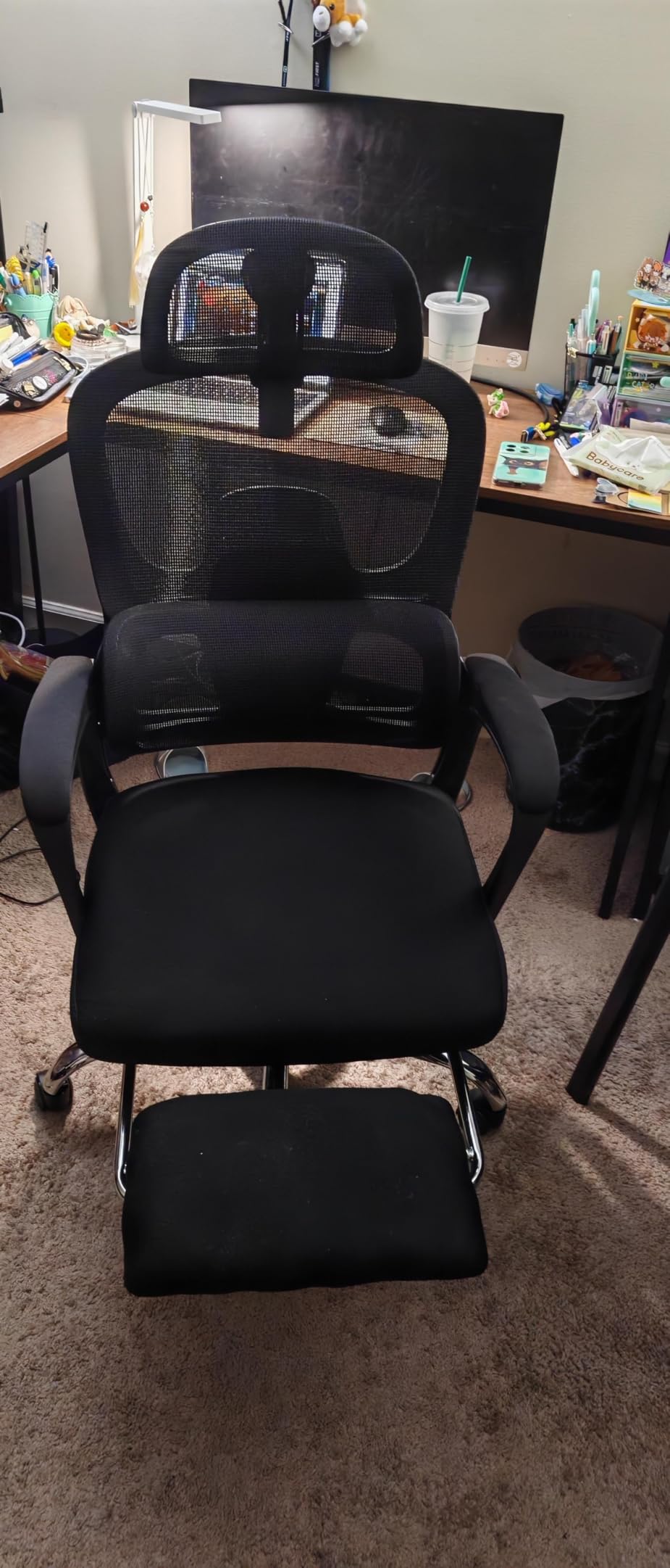 Ergonomic Office Chair with Footrest, 90-145 Degree Reclining Mesh Desk Chair | Adjustable Lumbar Support & Headrest, High Back Mesh Computer Chair for Home Office/Gaming, 350lbs Capacity customer photo 2