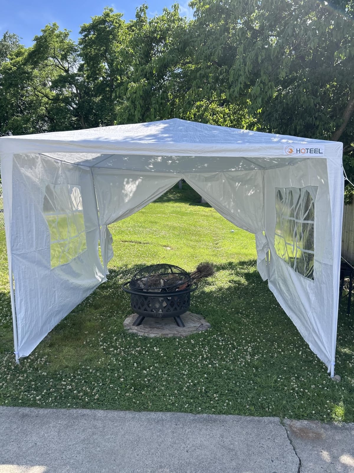 HOTEEL 10x30 Party Tent, 300 Sq Ft Outdoor Canopy with 8 Removable Sidewalls, 2 Zipper Doors, 16 Ropes and 36 Stakes, Carpas para Fiestas for Wedding BBQ Backyard Event Baby Shower, White customer photo 2