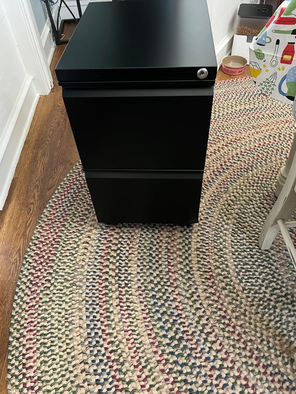 4 Drawer Metal File Cabinet with Lock and Wheels, Black | Lockable narrow vertical filing cabinet with anti-tilt interlock; fits letter/legal hanging folders; assembly required customer photo 1