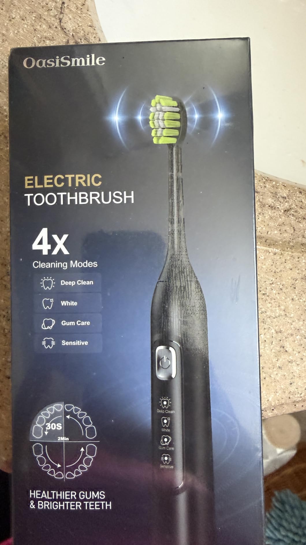 OasiSmile Sonic Electric Toothbrush, 42000 VPM for Sensitive Teeth, Black | 120-Day Battery, 4 Charging Modes & 6 Brush Heads, 2-Minute Timer, IPX7 Waterproof Rechargeable Toothbrush for Home Travel customer photo 2