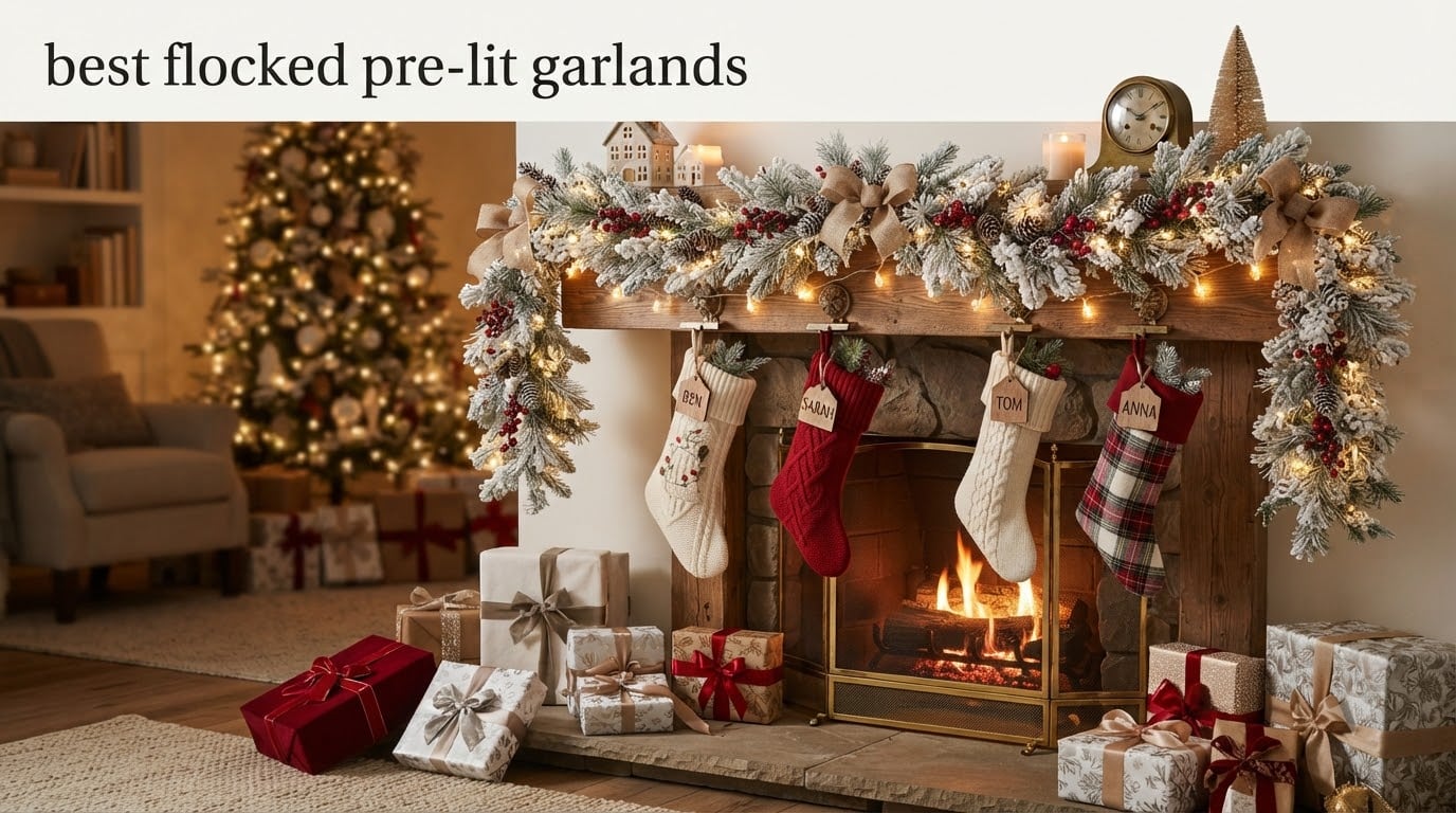 best flocked pre-lit garlands
