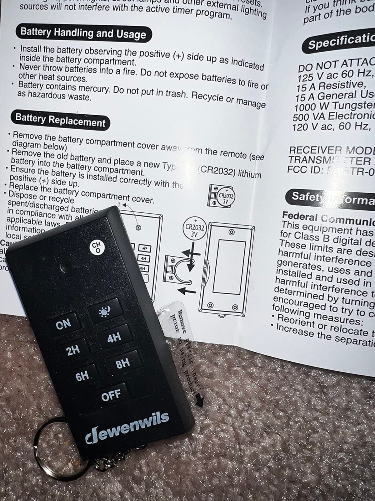DEWENWILS Outdoor Timer for Lights, 100FT Remote Control with 2 Outlets, 2/4/6/8H Countdown, 125V 15A 1/2HP, Waterproof for String Lights, Pump, Sprinkler, Fountain, UL Listed customer photo 1