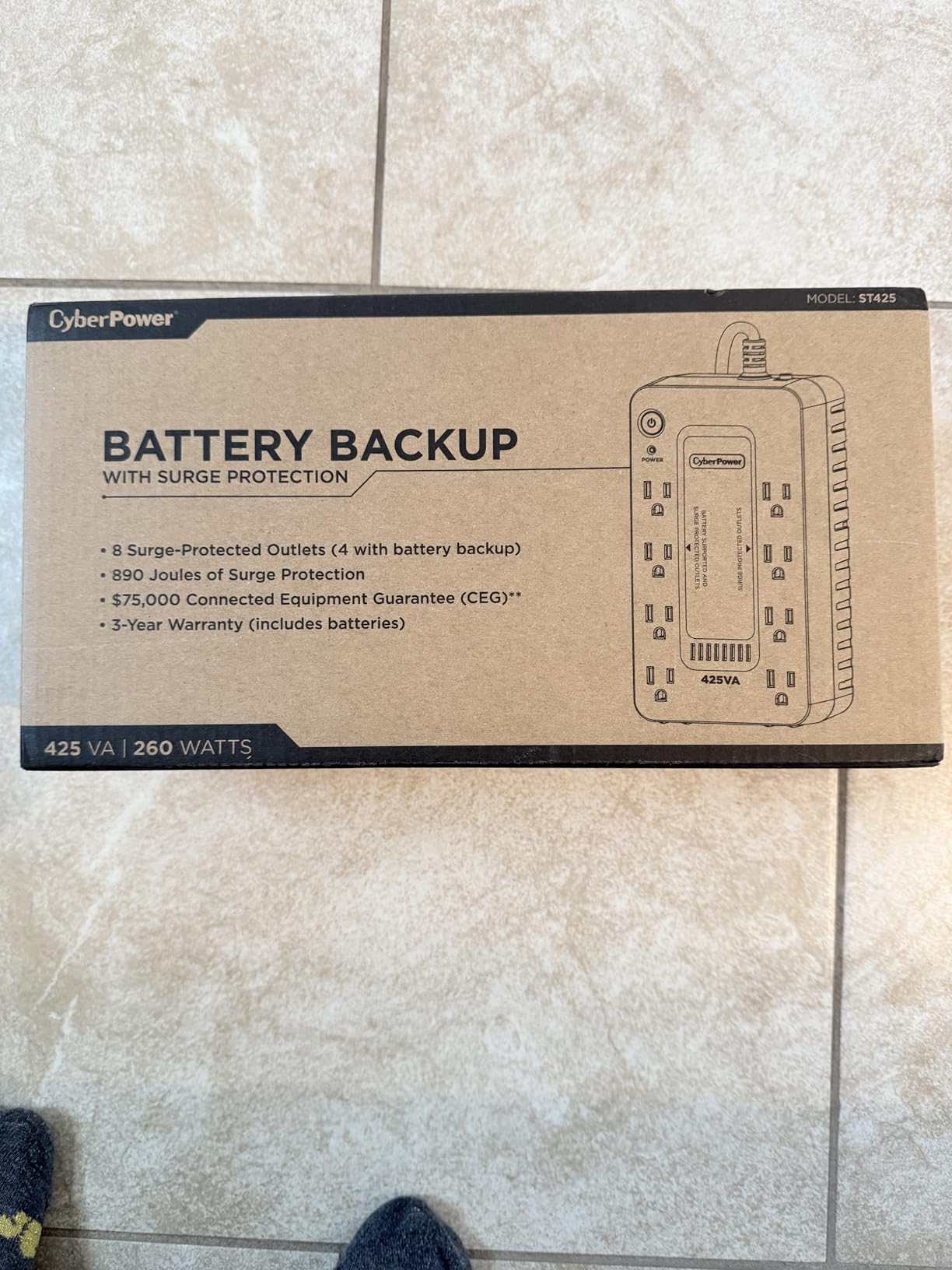 CyberPower ST425 Standby UPS Battery Backup and Surge Protector | 425VA/260W, 8 Outlets, Compact, UL Certified customer photo 1