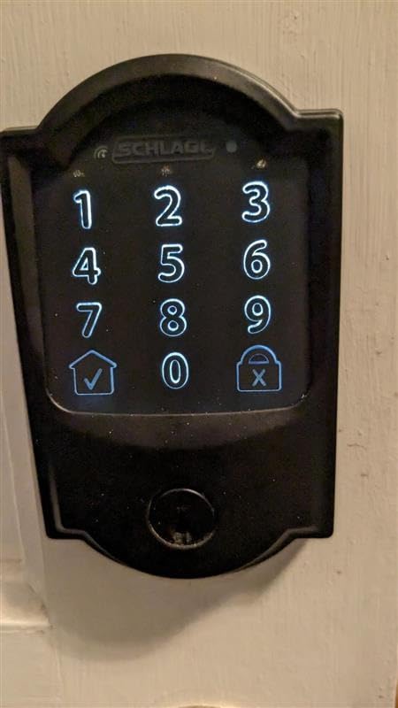 Schlage Encode Smart WiFi Deadbolt Lock with Camelot Trim, Aged Bronze | Keyless entry door lock, Touchscreen keypad, App control, Alexa, Google Home, Ring & Airbnb compatible customer photo 2