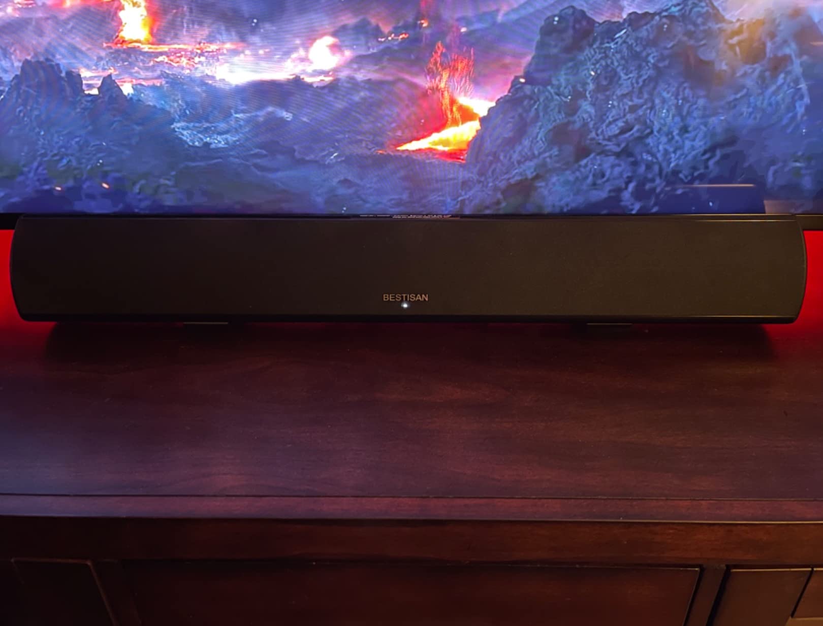BESTISAN Soundbar, TV Sound Bar with Wired HDMI and Wireless Bluetooth 5.0 Home Theater System (28 Inch, Enhanced Bass Technology, 3-Inch Drivers, Bass Adjustable, Wall Mountable, DSP) customer photo 2