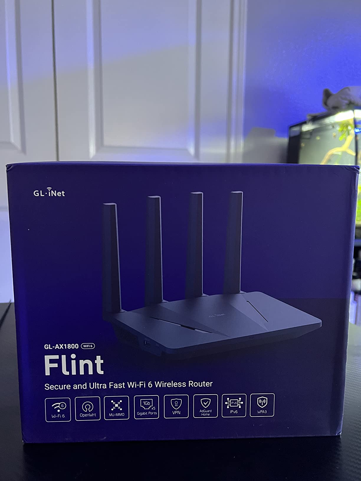 GL.iNet GL-AX1800(Flint) WiFi 6 Router -Dual Band Gigabit Wireless Internet Router | 5 x 1G Ethernet Ports | Up to 120 Devices | OpenVpn&WireGuard customer photo 1