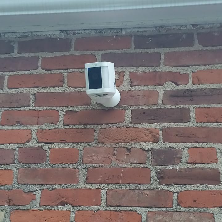 Ring Spotlight Cam Plus, Plug-In (newest model), Home or business security with HD video, Two-Way Talk, Color Night Vision, and Security Siren, White customer photo 1