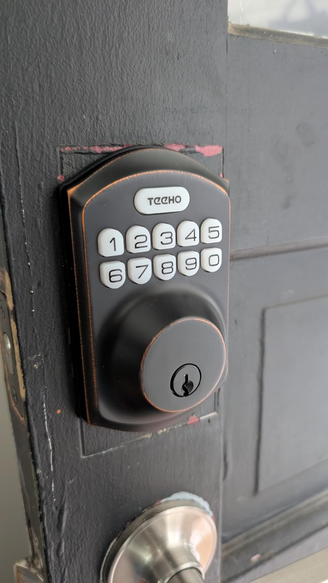 TEEHO TE001 Keyless Entry Deadbolt with Keypad for Front Door, Bronze | ANSI Grade 3 Security, 20 User Codes, Low Battery Alert, IP54 Waterproof, One Touch Lock, Anti-Peep Password & 2 Backup Keys customer photo 1