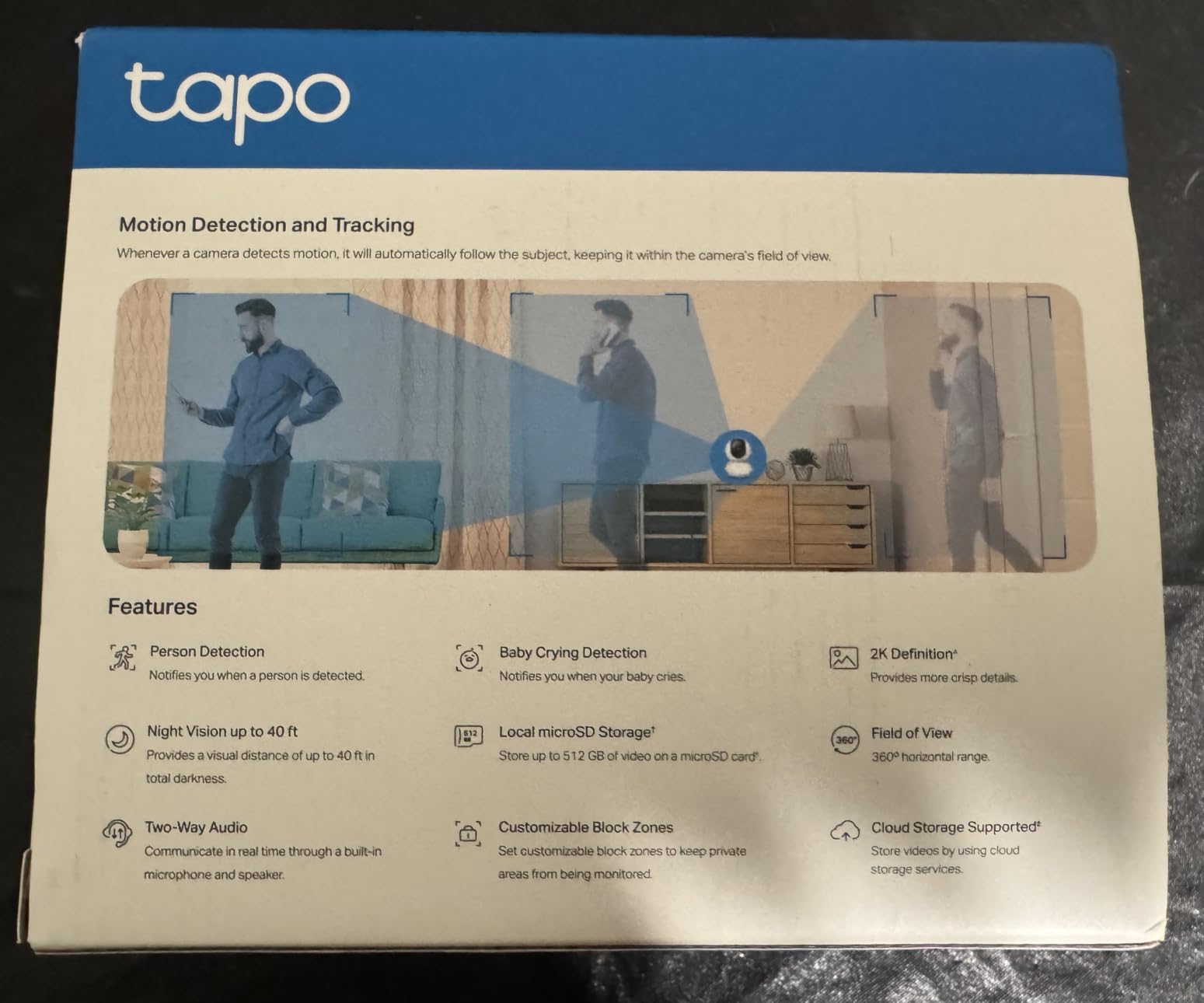 Tapo 2K Pan/Tilt Security Camera for Baby Monitor, Dog Camera w/Motion Detection, 2-Way Audio Siren, Night Vision, Cloud&SD Card Storage, Works w/Alexa & Google Assistant, 2-Pack (Tapo C210P2) customer photo 2