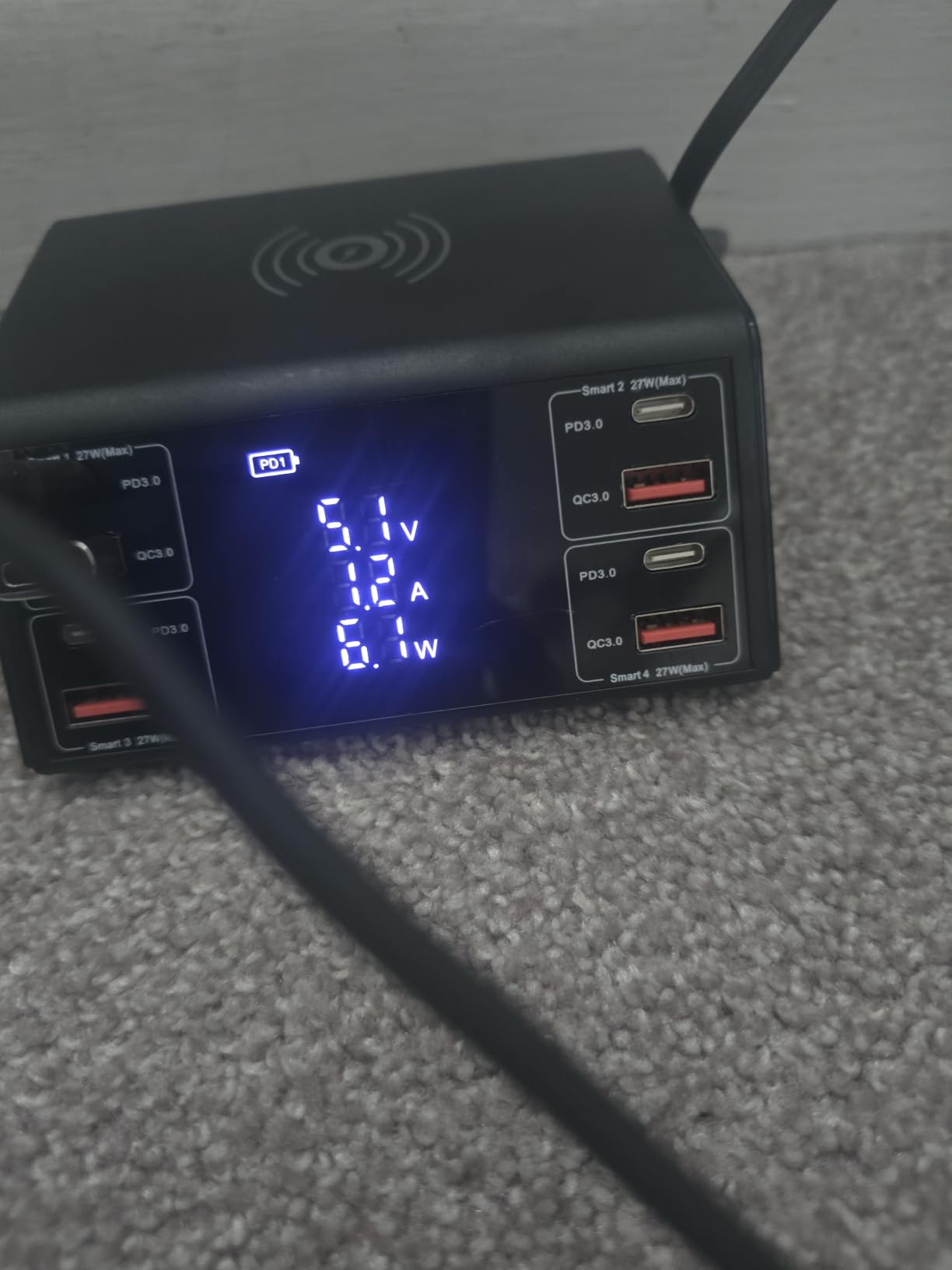 USB Charger, ASOMETECH 100W 8 Port Multiple USB Charging Station with 4 Quick Charge 3.0, 4 USB C PD Port, Wireless Charger, LCD Display Fast Charging Hub for iPhone 13 12 iPad Samsung and More customer photo 1
