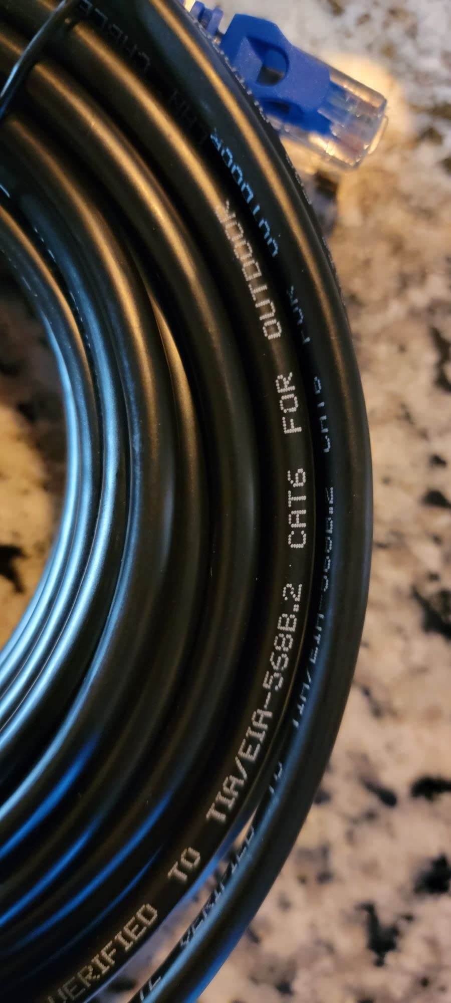 300FT Cat6 Outdoor Ethernet Cable, In-Ground, Heavy Duty Direct Burial, 24AWG CCA Patch Cord, POE, UTP, Waterproof, LLDPE UV Resistant, Network, Internet, LAN, Cat 6 Cable 300 Feet with 25 Cable Ties customer photo 2