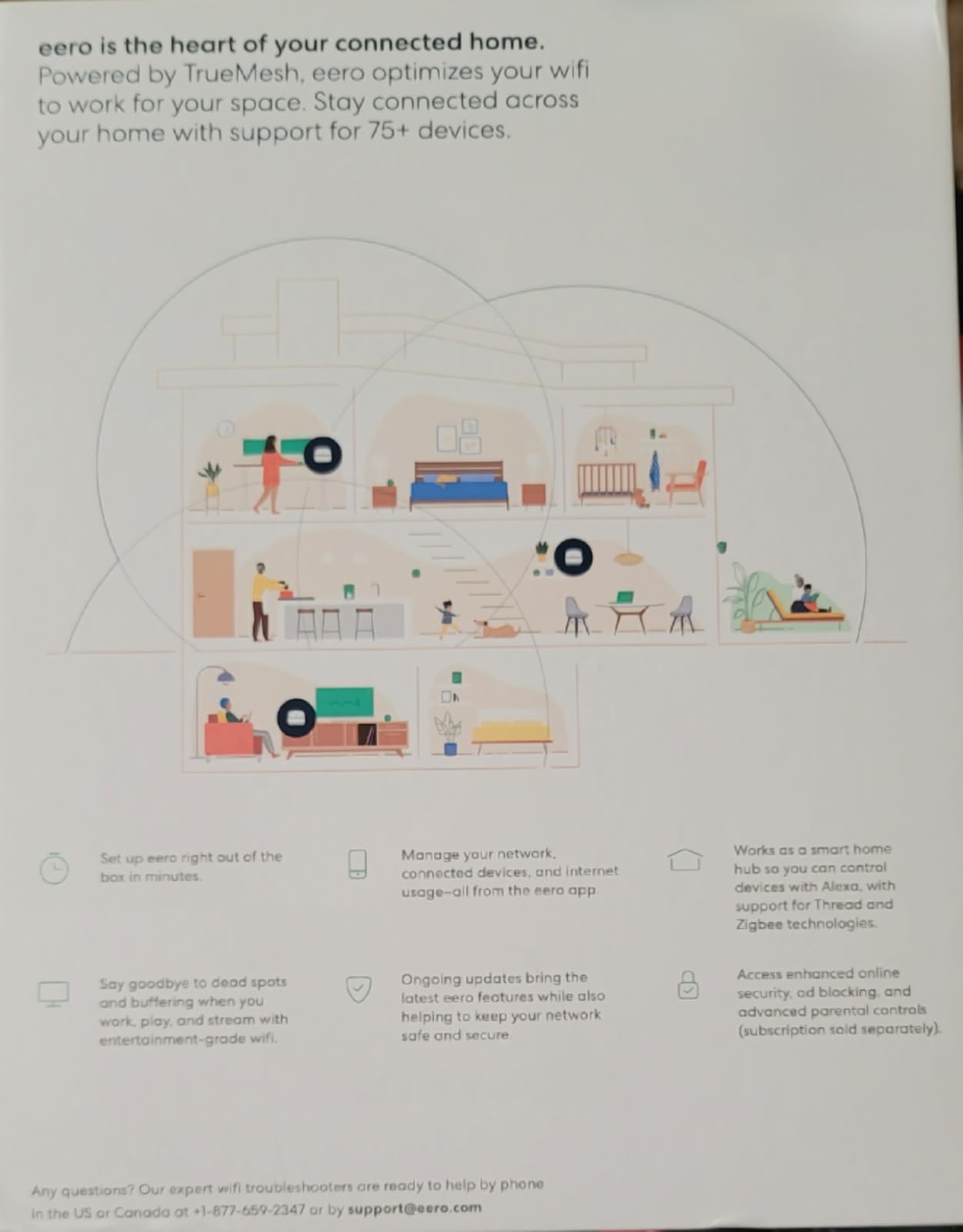 Amazon eero 6+ mesh wifi system - Supports internet plans up to a Gigabit, Coverage up to 6,000 sq. ft., Connect 75+ devices, 4-pack customer photo 2