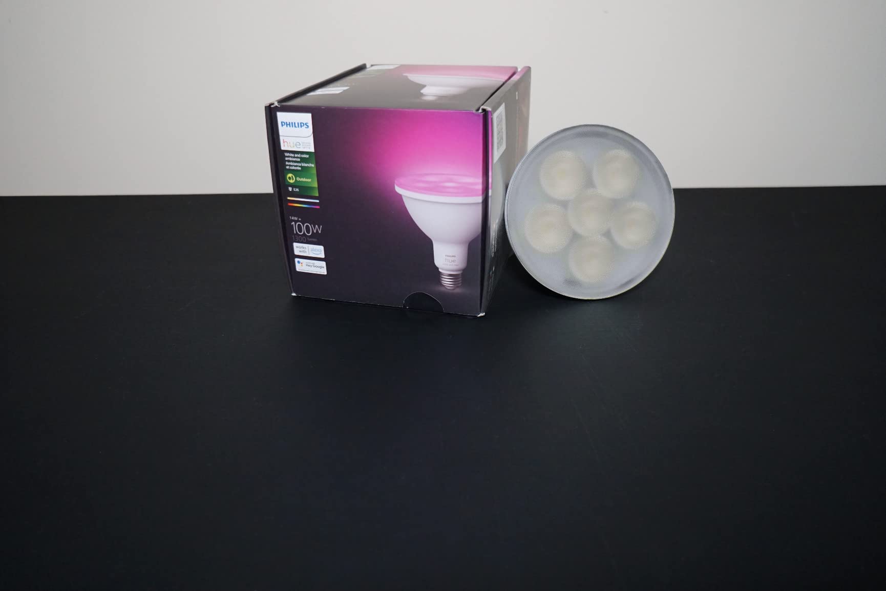 Philips Hue Smart 100W PAR38 LED Bulb - White and Color Ambiance Color-Changing Light - 1 Pack - 1300LM - E26 - Outdoor customer photo 2
