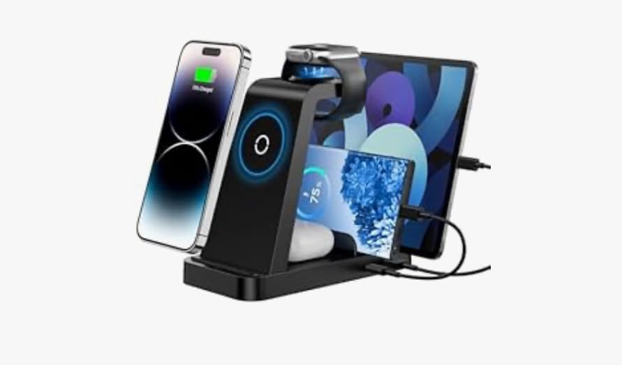 Wireless Charger for iPhone - 5 in 1 Charging Station for Multiple Devices Apple: Fast Wireless Charging Stand Dock for iPhone 17 16e 16 15 14 13 12 Pro Max Apple Watch Airpods customer photo 2