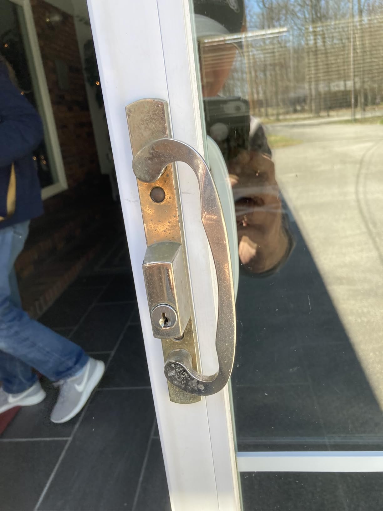 ACEPLANET Offset Position Keyed Sliding Patio Door Handleset with Mortise Lock, 45° Keyway, 3-15/16