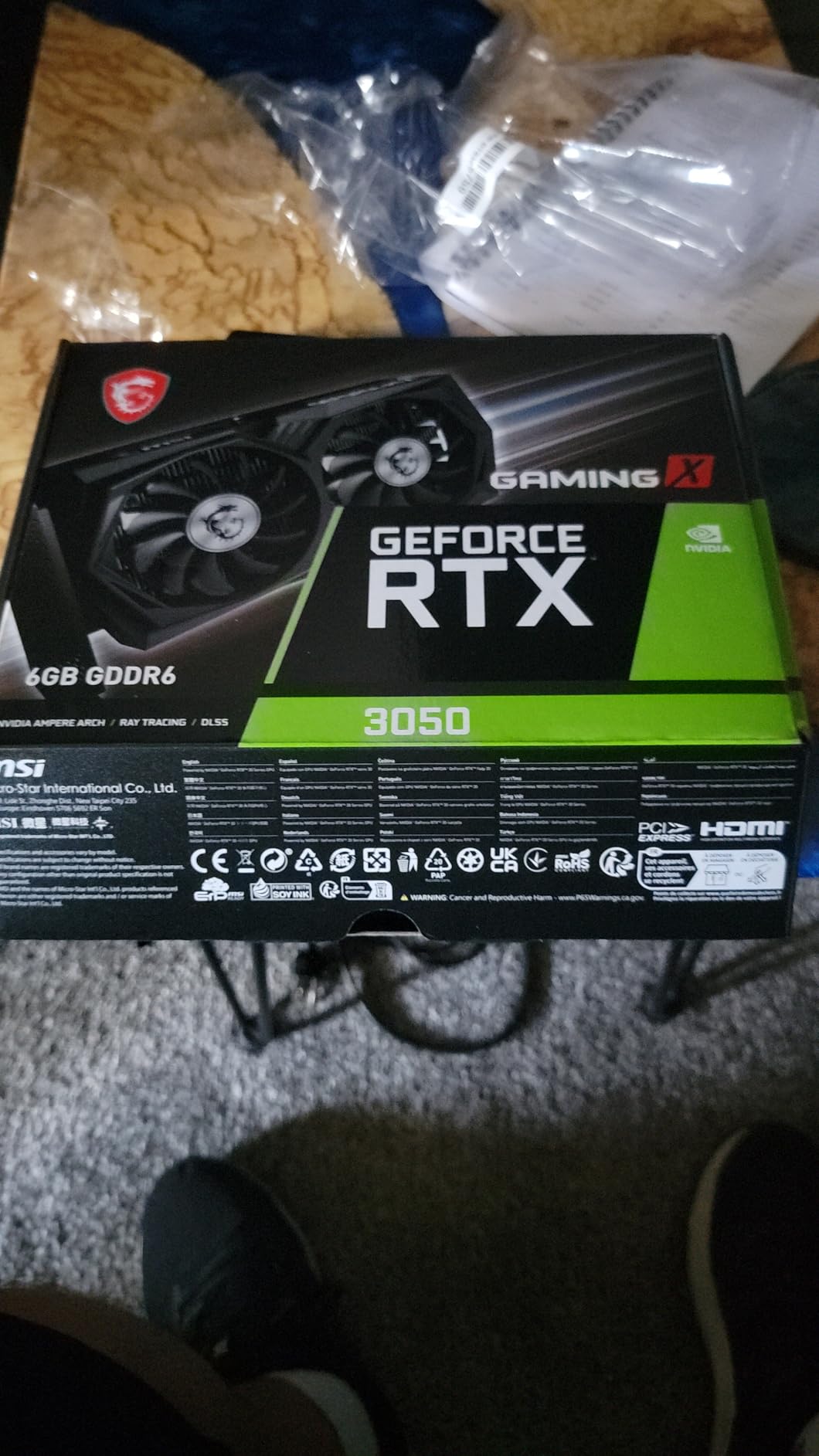 msi Gaming GeForce RTX 3050, Desktop, 6G Graphics Card (Nvidia, 96-Bit, Boost Clock: 1507 MHz, 6GB GDDR6 14 Gbps, HDMI/DP, Ampere Architecture) customer photo 1
