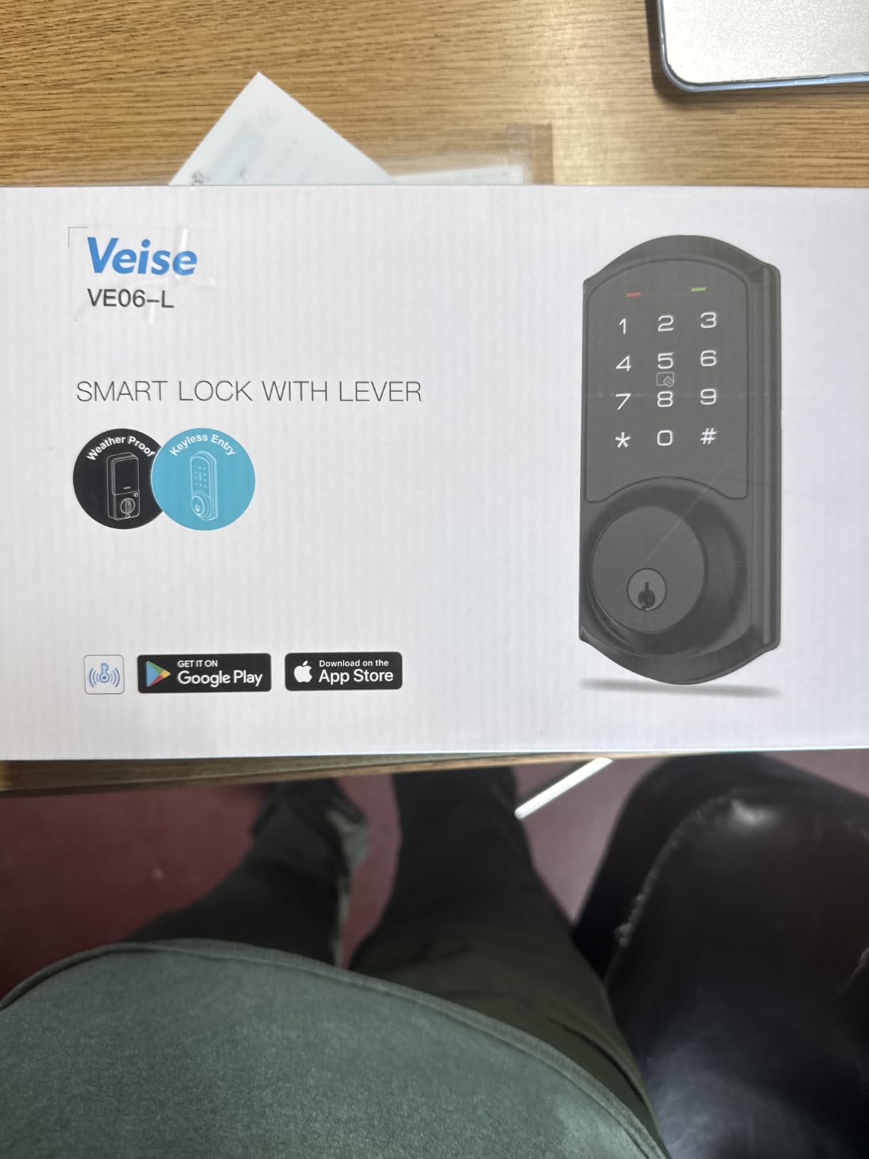 Veise VE06-L Smart Deadbolt Lock with 2 Lever Handle Set, Matte Black customer photo 2