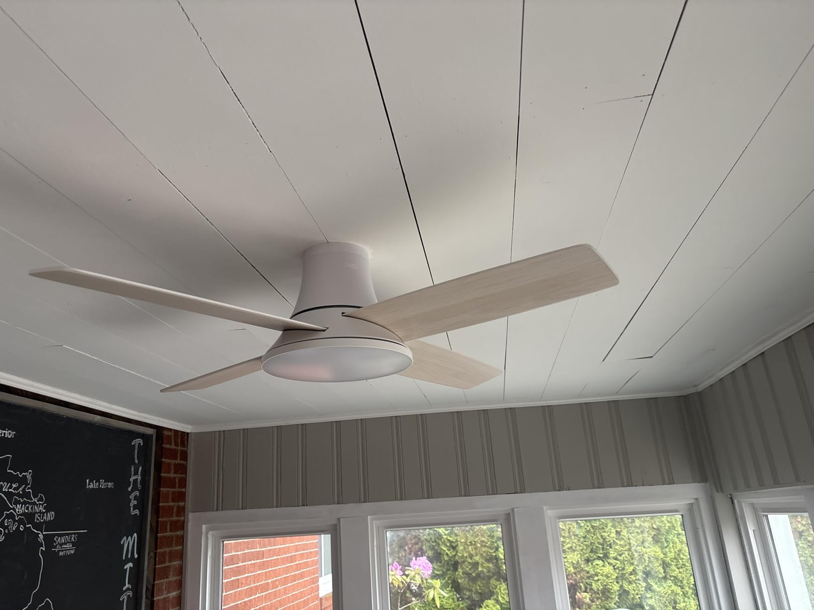DREO Ceiling Fans with Lights, 44'', RGBIC Flush Mount Smart Ceiling Fan | Quiet DC Motor for Bedroom, Dimmable LED, 12 Speeds & 3 Fan Modes, Low Profile Easy Install, 12H Timer, App & Remote Control customer photo 2