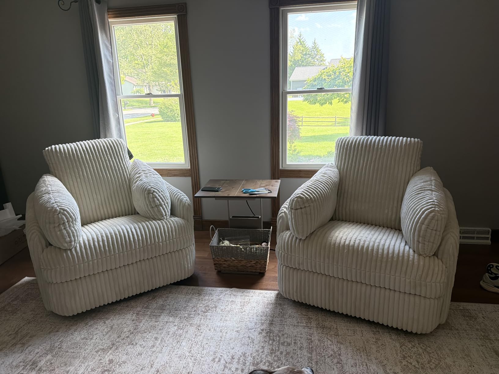 Signature Design by Ashley Tie-Breaker Swivel Glider Recliner, 2 Bolster Pillows, Hidden Storage, Fabric Upholstery, 41.38