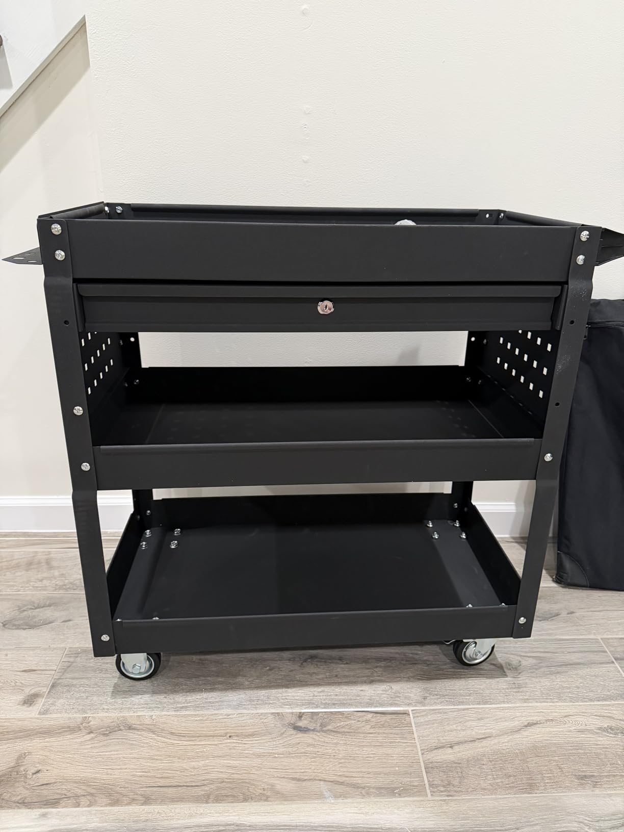 3 Tier Heavy Duty Rolling Tool Cart with Drawers, Large Storage Utility Cart on Wheels for Garage, Warehouse, Repair Shop (Black) customer photo 1