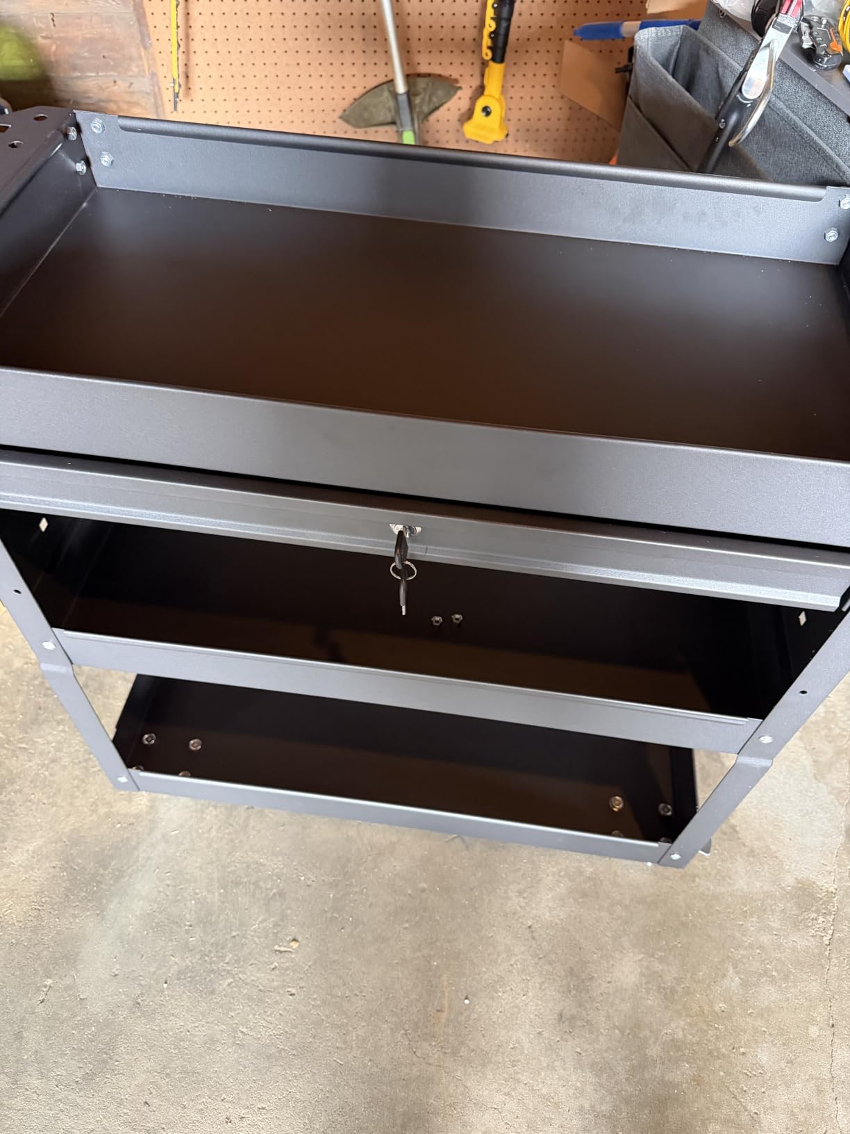 3 Tier Heavy Duty Rolling Tool Cart with Drawers, Large Storage Utility Cart on Wheels for Garage, Warehouse, Repair Shop (Black) customer photo 2