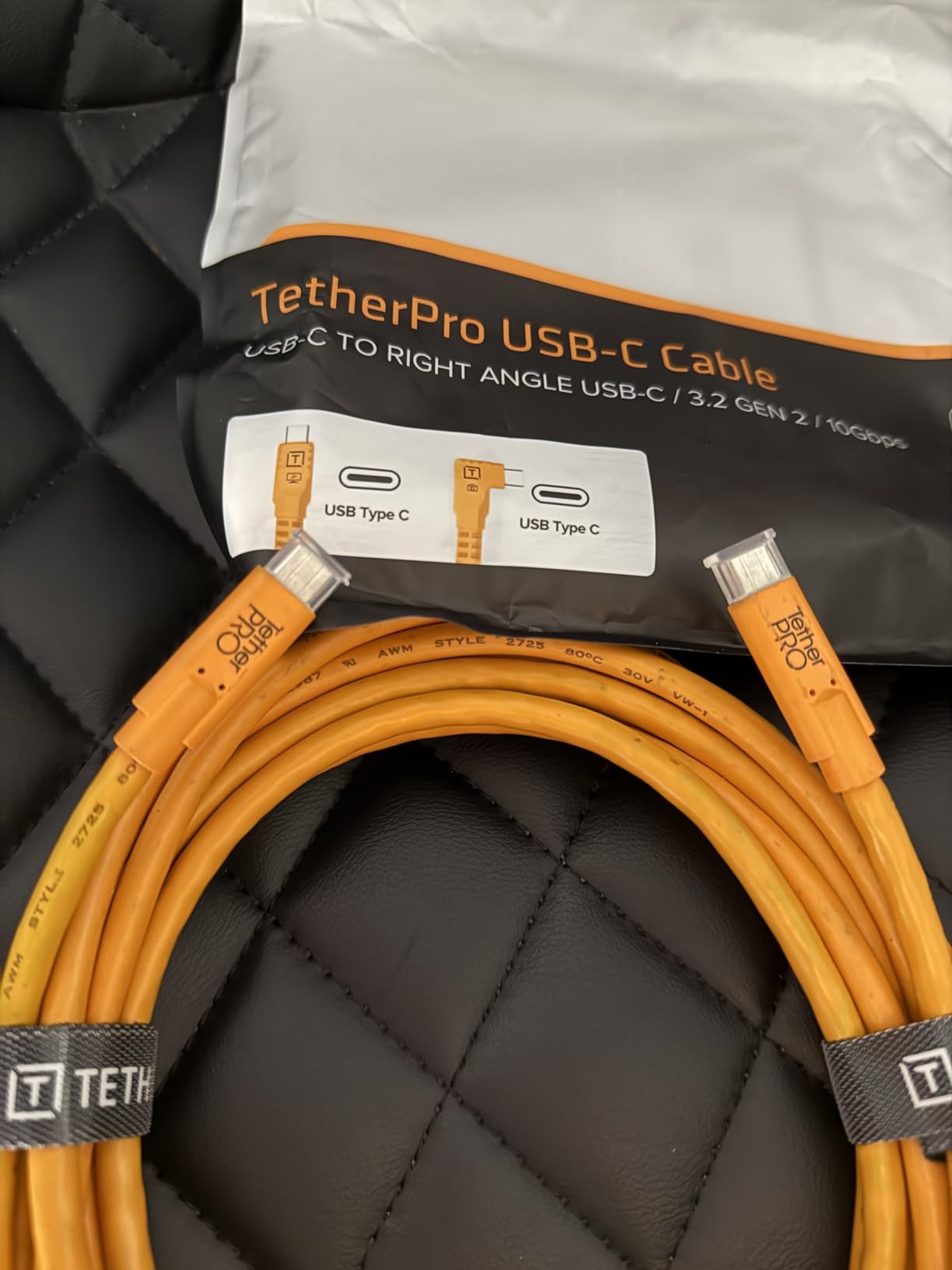 TetherPro Optima 10Gbps Gen 2 USB-C, 15' (4.6m), Straight to Right | High-Visibility Orange | TetherBoost Signal Technology | Immediate Camera Recognition | 10Gbps Fast Data Transfer customer photo 1