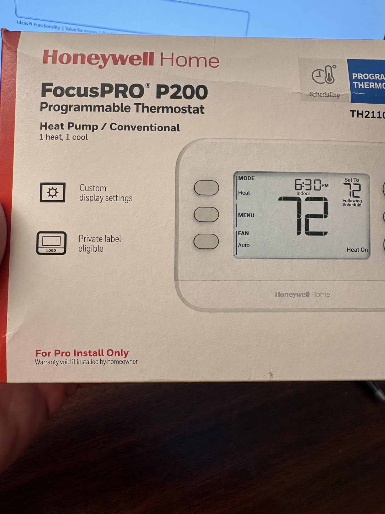 Honeywell Home X2P Programmable Thermostat, Single-Stage, White | 1 Heat/1 Cool Compatibility, Flexible Schedule, RTH21B customer photo 1