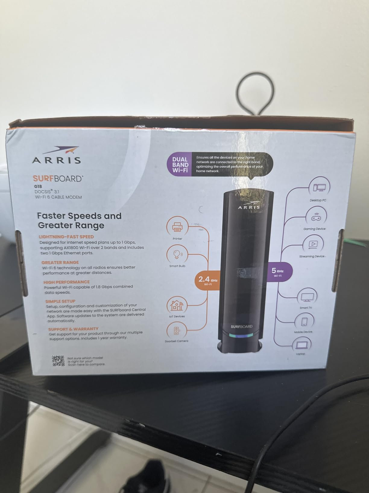 Arris (G18) - Cable Modem Router Combo - Fast DOCSIS 3.1 Multi-Gigabit WiFi 6 (AX1800), Approved for Comcast Xfinity, Cox, Spectrum & More customer photo 2