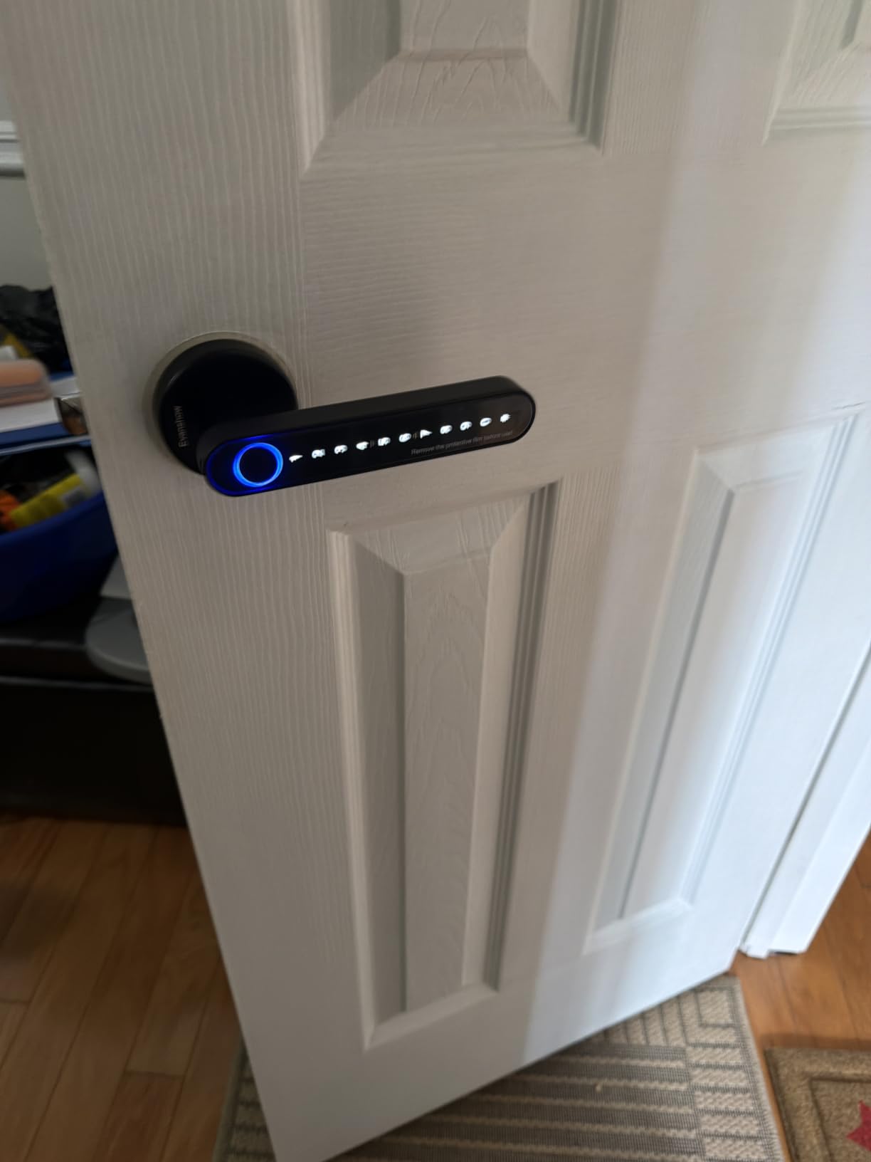Fingerprint Door Lock Biometric Door Knob with Keypad Keyless Entry, 5-in-1 Door Locks for Bedrooms (Fingerprint/App/Code/Key/IC Card), Home Hotel Office Apartment Black customer photo 1