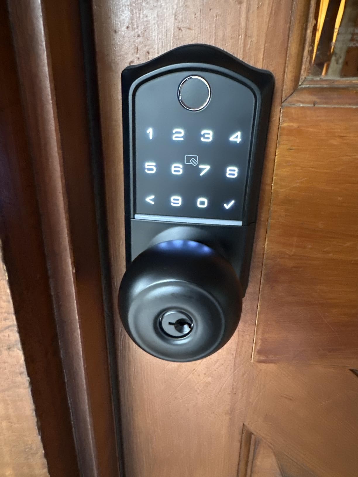 Veise VE018 Fingerprint Keypad Smart Door Knob Handle Lock, Matte Black | App Control, Electronic Touchscreen Keypad, Remote Grant Access, Fob Unlock, Auto Lock, Keyless Entry for Front Door, Bedroom customer photo 1