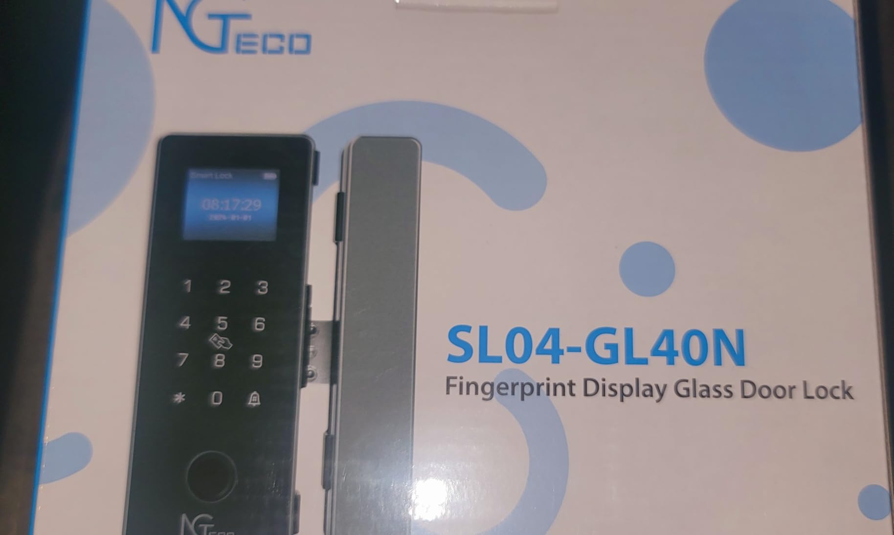 NGTeco Smart Glass Door Locks, 5 Unlock Ways Keyless Entry Gate Locks, Remote Control, Fingerprint, IC Card, Password, No Drill Door Locks for Home, Green House, Cabinet, Office customer photo 2