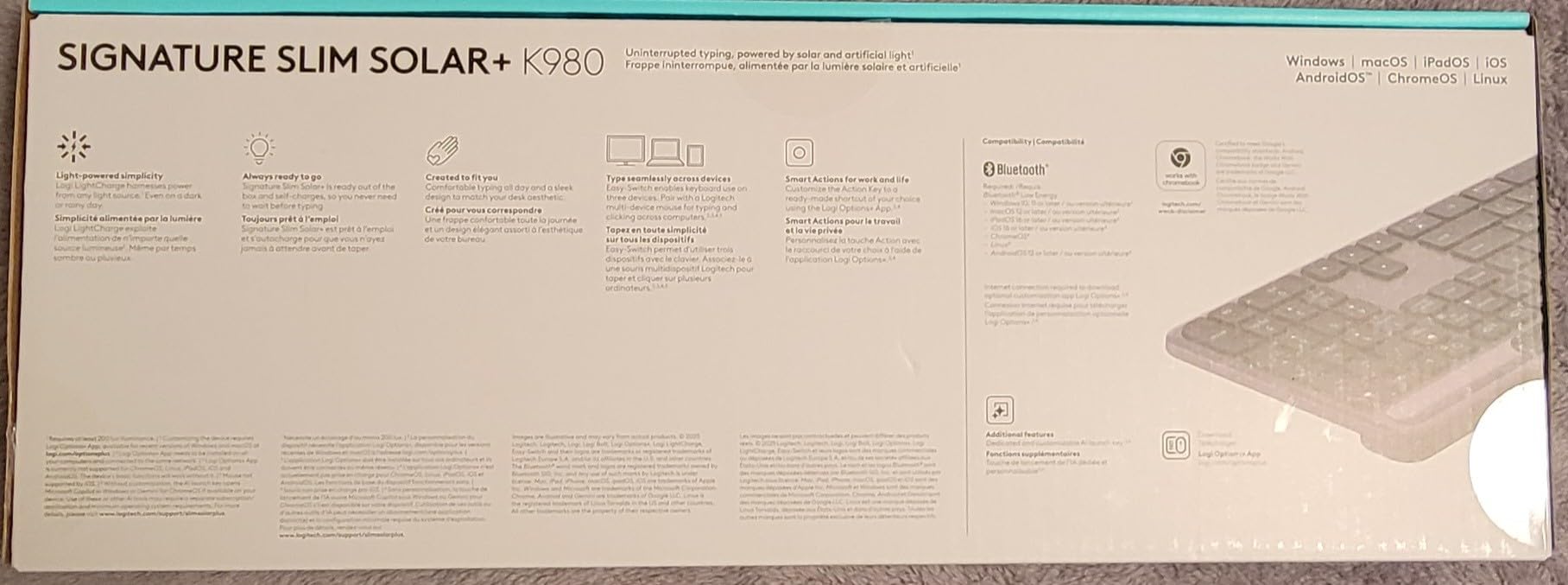 Logitech Signature Slim Solar+ K980 Wireless Bluetooth Keyboard, Universal | Recharge by solar and artificial light, up to 10 years battery life, Bluetooth, full size keyboard, for Windows, Mac, Android customer photo 2