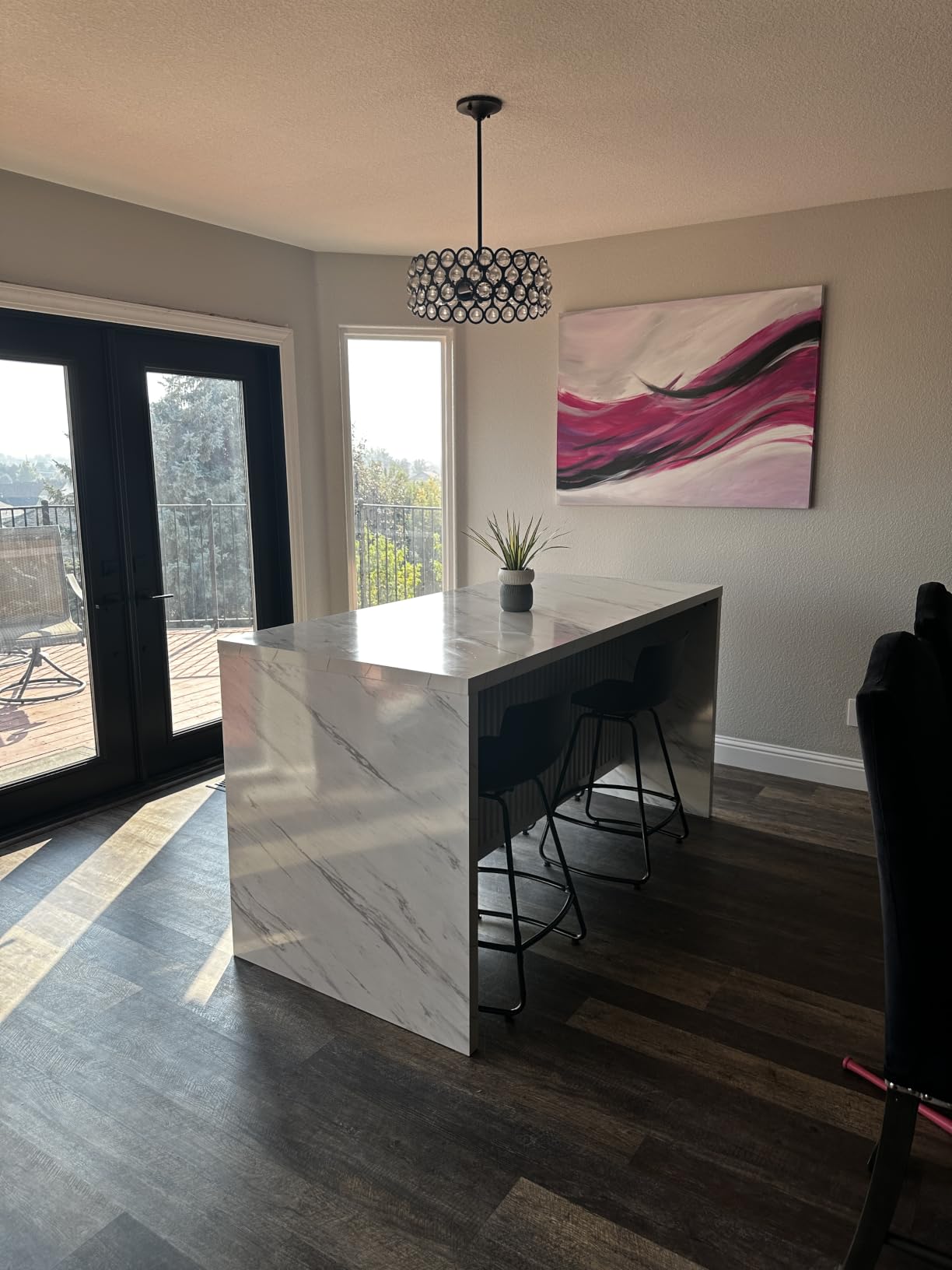 71'' Large Faux Marble Dining Table for 6 People, 37.4''H Tall Modern Kitchen Island with LED Lights, Rectangle Kitchen Dining Table for Home customer photo 2