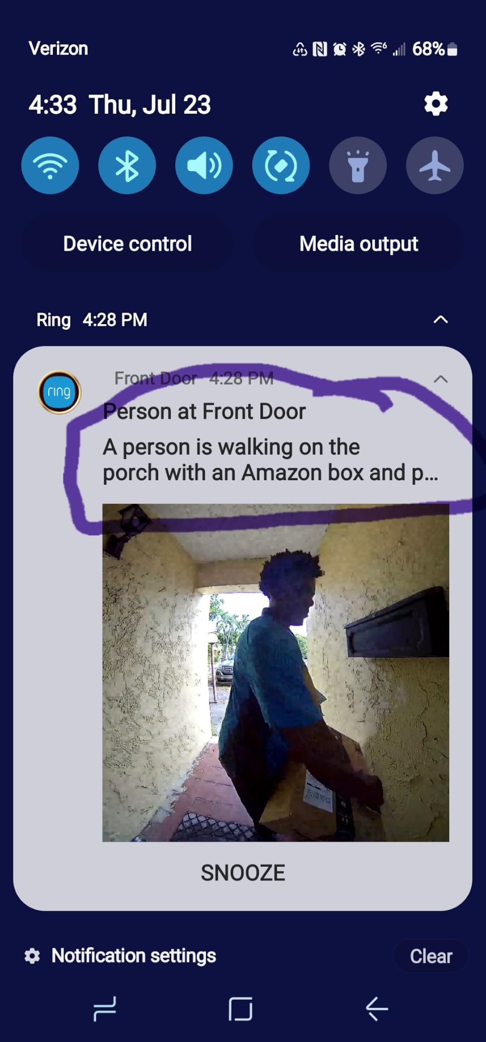 Ring Battery Doorbell 2K (newest model) Retinal 2K with wide-angle video, up to 6x Enhanced Zoom, Two-Way Talk, and Built-In Battery, Speckled Gray customer photo 1