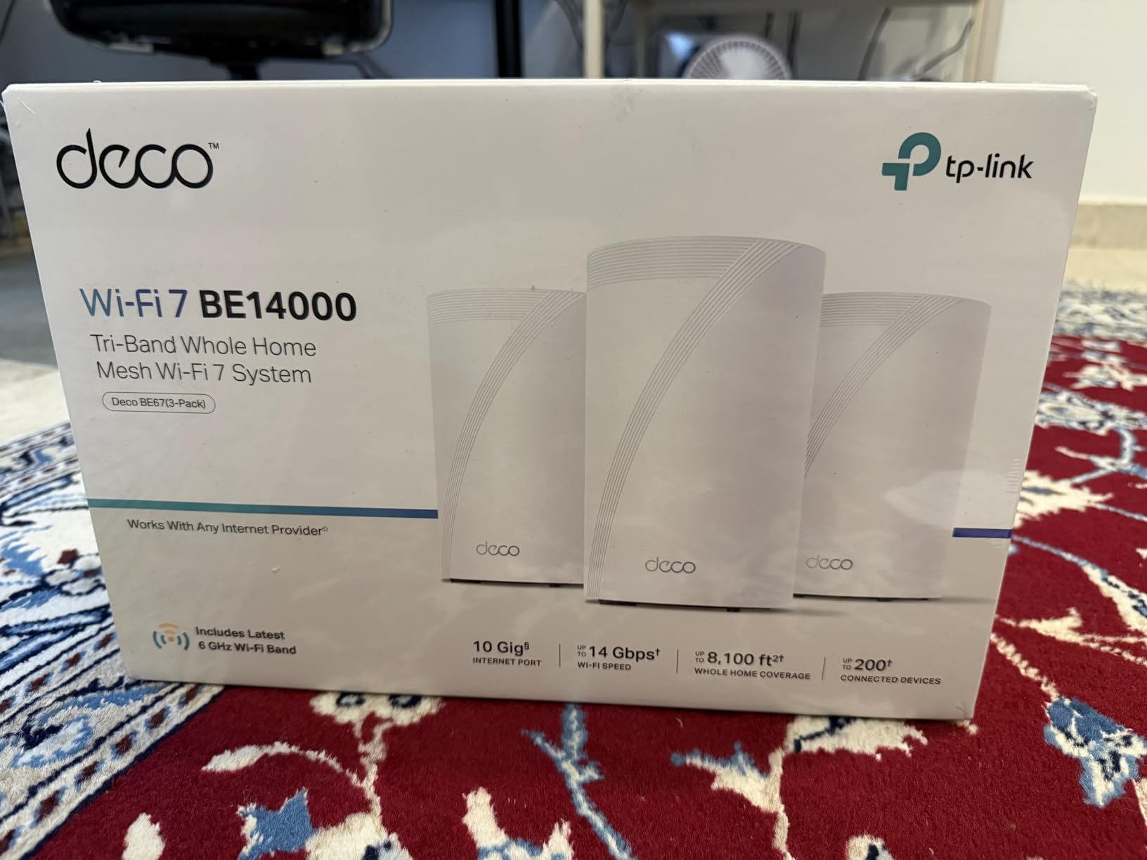 TP-Link Deco 7 Pro Tri-Band BE14000 Wi-Fi 7 Mesh System, 10Gbps Internet, 3 Pack | 2026 PCGamer's Best Mesh Pick, 8-Stream 14Gbps, 10 WAN/LAN Ports, 8100 Sq.ft, 200 Devices, 320MHz, AI-Roaming (BE67 3-Pack) customer photo 1