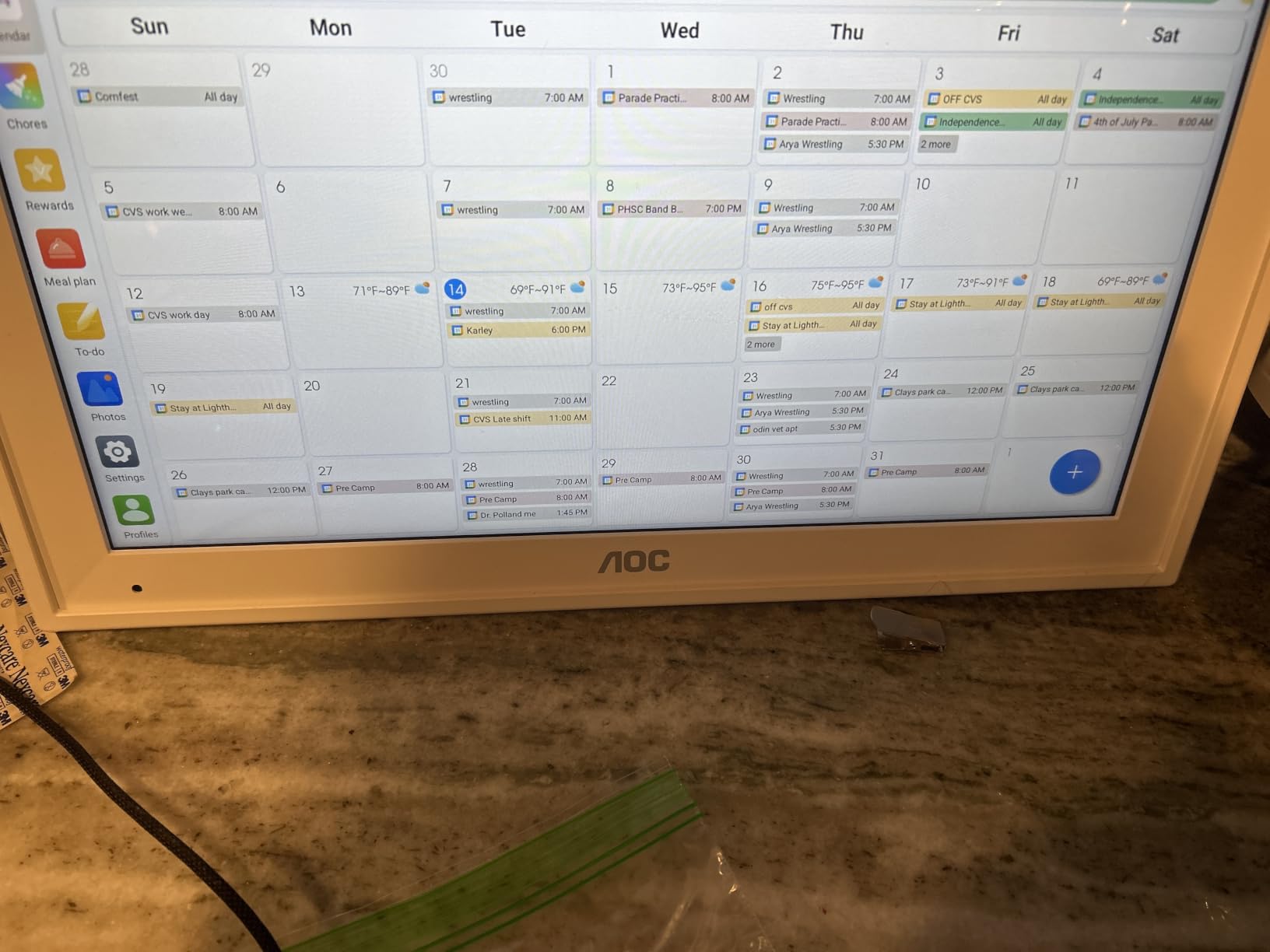 AOC Digital Calendar Wall Touch Screen, 15.6