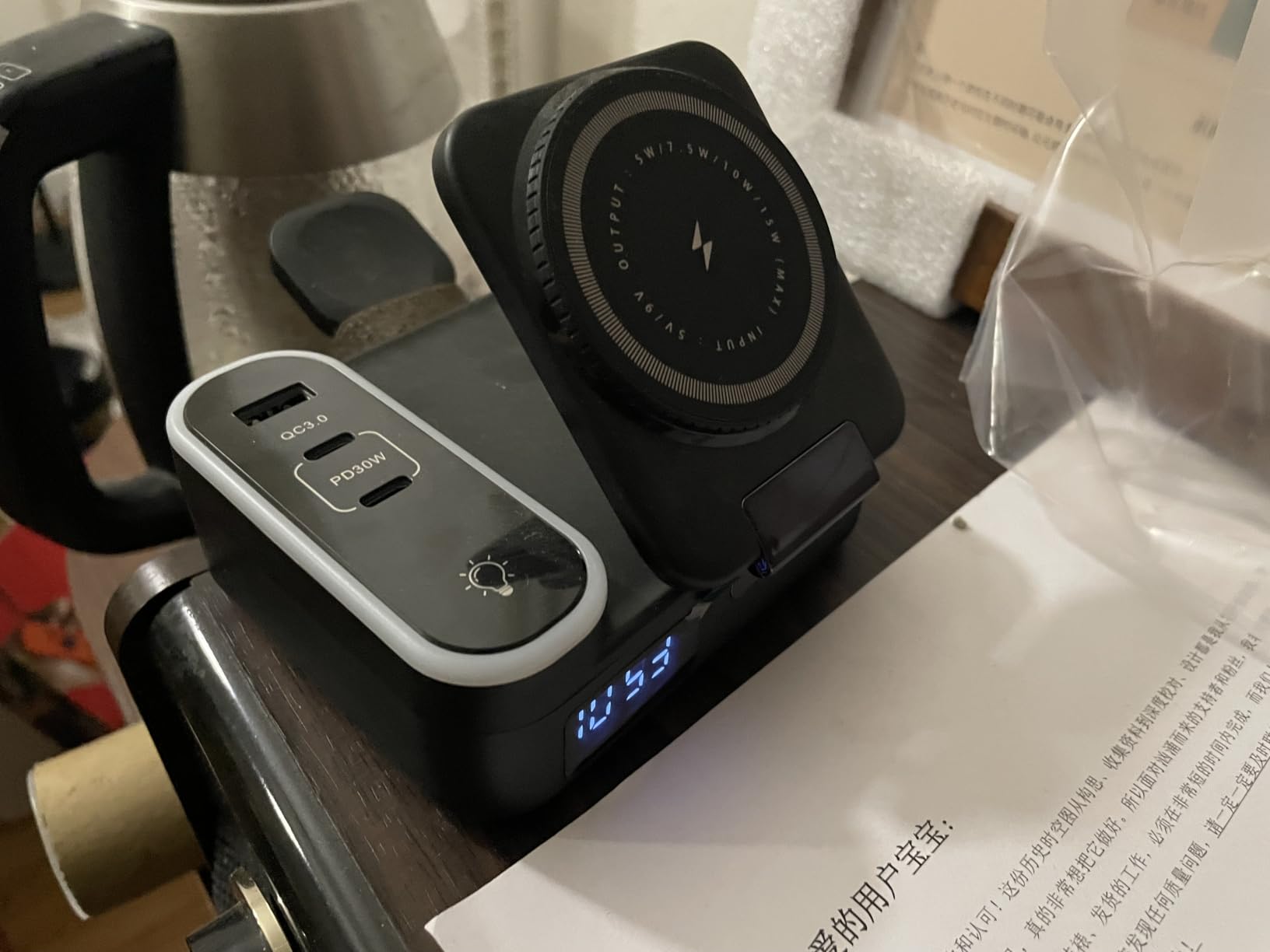 65W 8-in-1 Wireless Charging Station for Apple Samsung Multi-Devices, 3-Ports USB A/C Retractable Charger Stand/Desktop Orgnaizer for iPhone17/16/Galaxy 26/iPad/iWatch AirPods for Home Office, Family customer photo 2