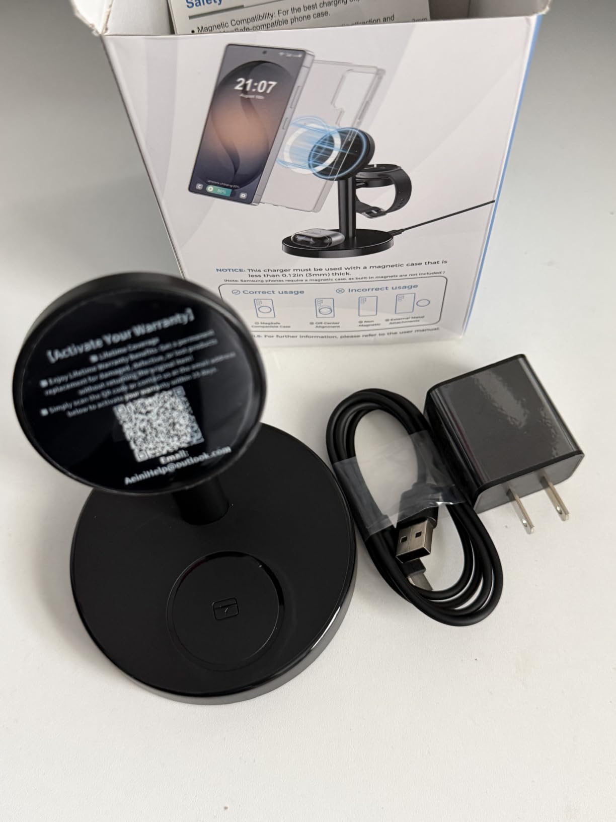 Aeinidi Super Fast Strong Magnetic Wireless Charger for Samsung | 15W 3 in 1 Magnetic Charging Station for Galaxy S26 Ultra Z Fold/Flip 8 Watch Ultra 8 Buds 4 Pro, Not for Watch 9/Ultra 2 customer photo 2