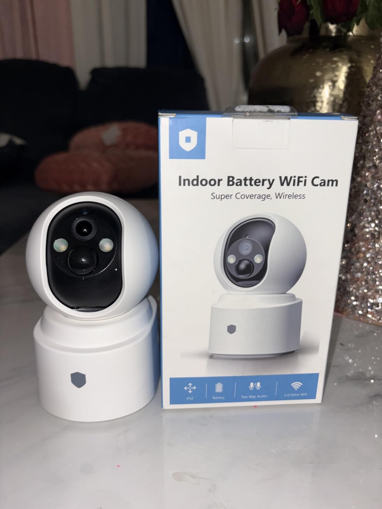 Noonkey Battery Powered Wireless Indoor Security Camera, 4MP HD Pan/Tilt Pet Camera w/ 6000mAh Rechargeable, 5G&2.4G WiFi 6,Motion Detection, Color Night Vision, 2-Way Talk, Home/Pet/Baby Monitoring customer photo 1