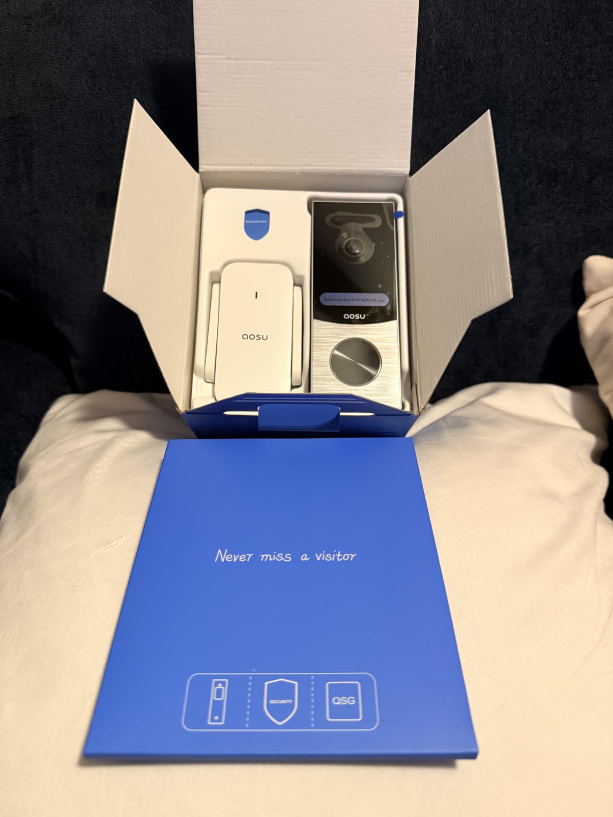 aosu Doorbell Camera Wireless, Local Storage, 5MP Ultra HD, Triple Motion Detection, 2.4/5 GHz WiFi, Built-in 8GB, Rechargeable Battery, Alexa & Google Compatible customer photo 1